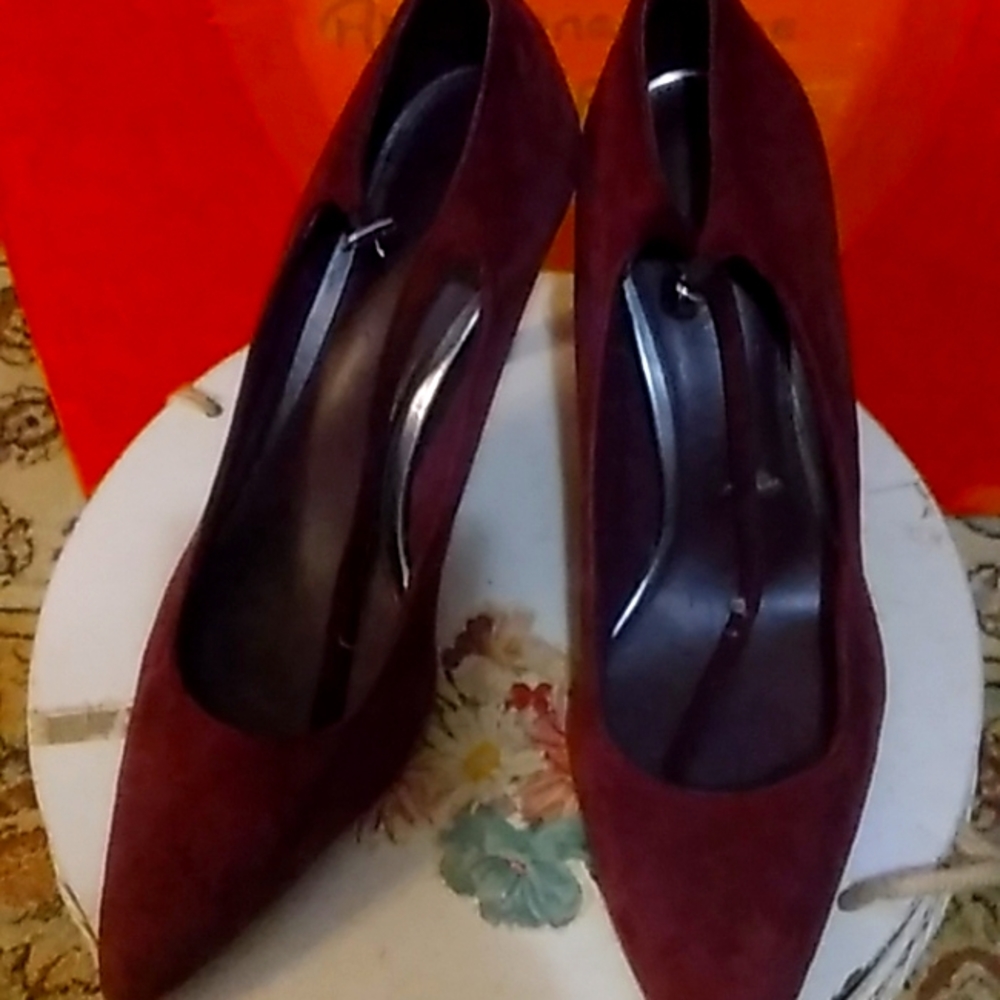 Ralph Lauren suede high heel shoe.